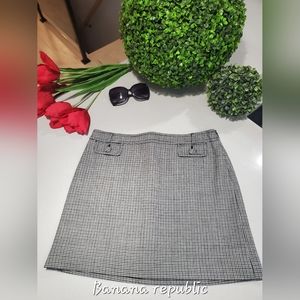 Banana Republic Black & White Gingham Midi Skirt